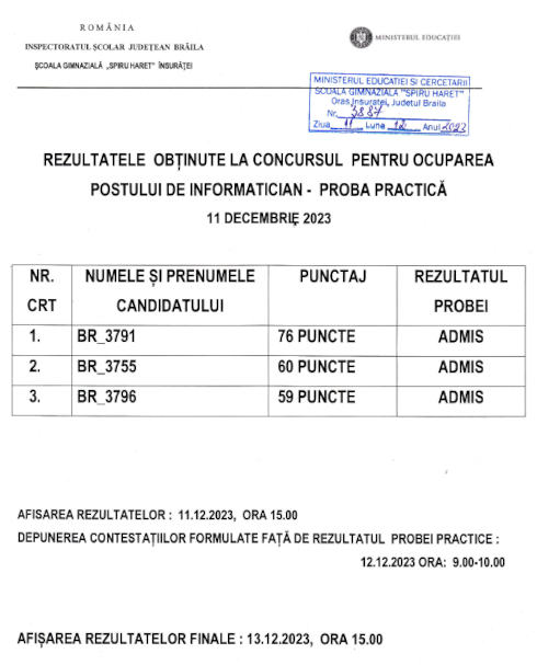 proba practica info